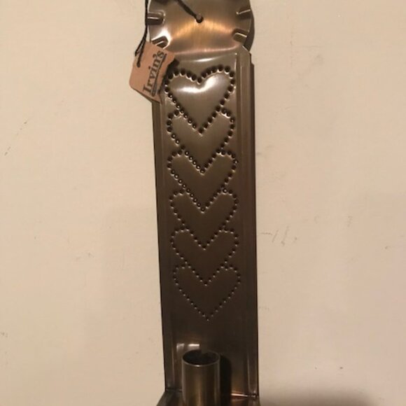 New Heart Candle sconce in Antiqued Brass - Picture 2 of 6